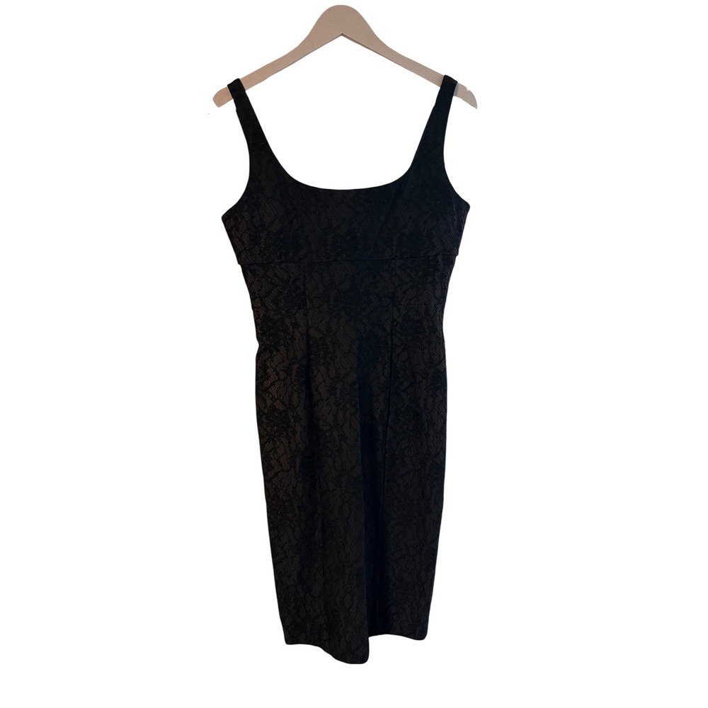 Diane von Furstenberg Bridget Black Floral Lace Sheath Dress Scoop Neck Size 8